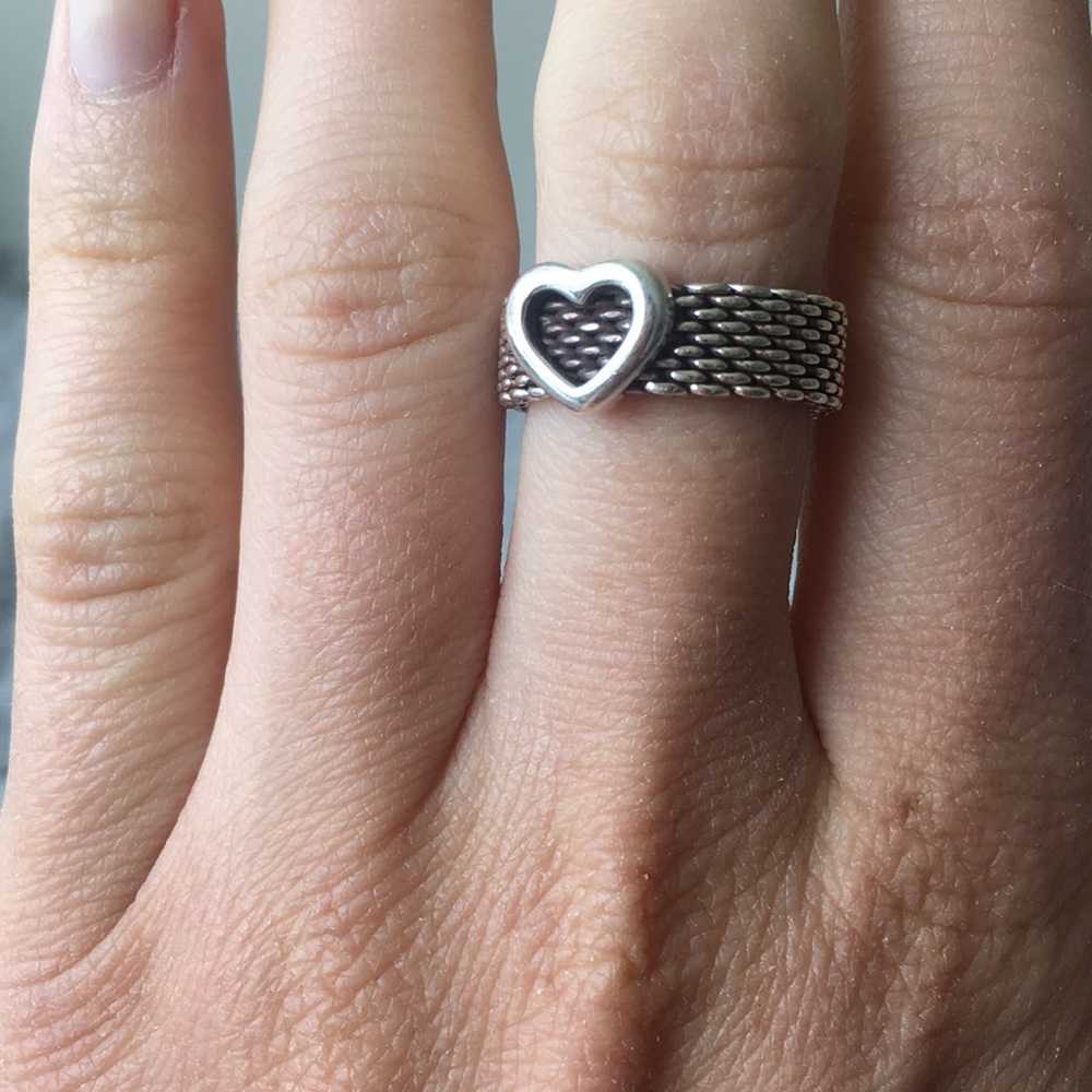 Tiffany & Co. Somerset mesh heart ring size 7